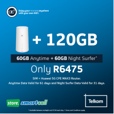 Huawei 5G CPE MAX3 White + 120GB Telkom LTE Data